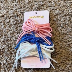 NWT Anthropologie SportyShoelaces - Pink, Blue, and White